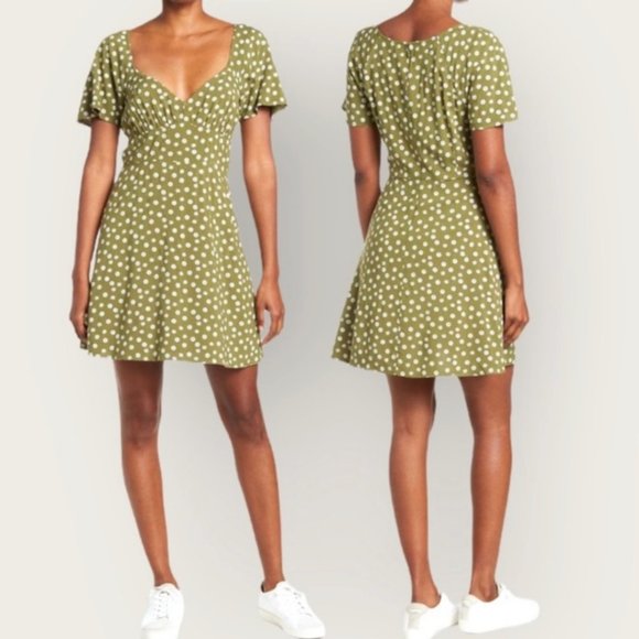 Nordstrom rack Abound Olive Green Vintaged Daisy Dress lightweight 1X - Picture 1 of 16
